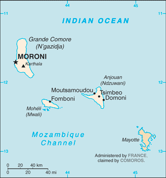 Comoros map